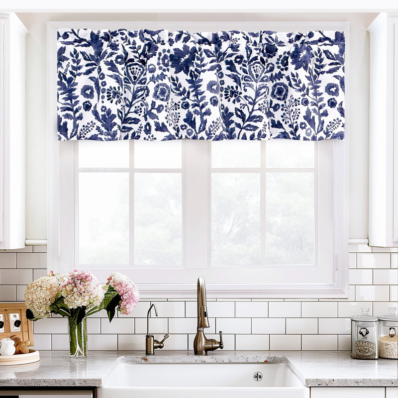 Floral Lined Valance Double Layer Thermal Insulated Room Darkening Blackout Valances 3 Inch Rod Pocket Window Valance for Bathroom Living Room