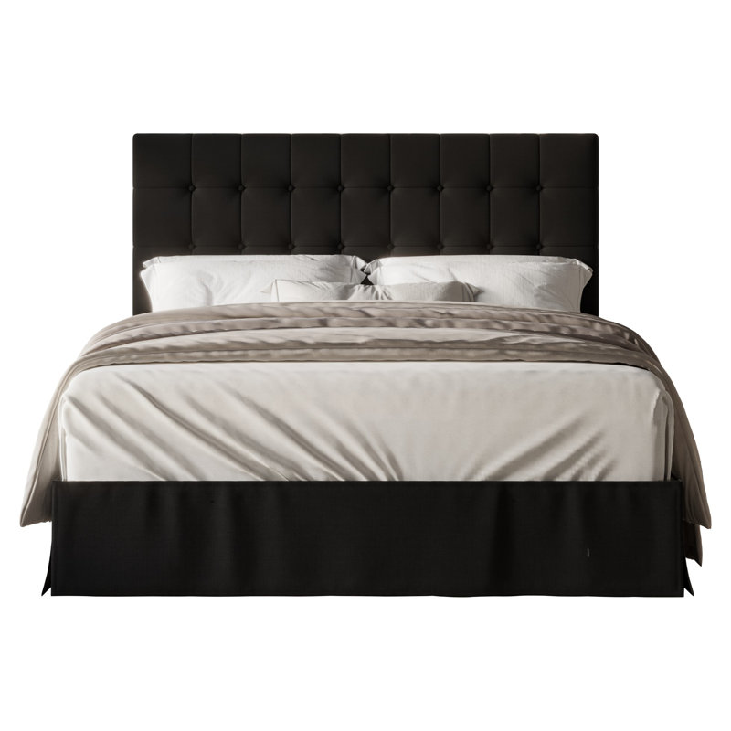 Ambria Upholstered Wingback Bed, Black, Full/Double