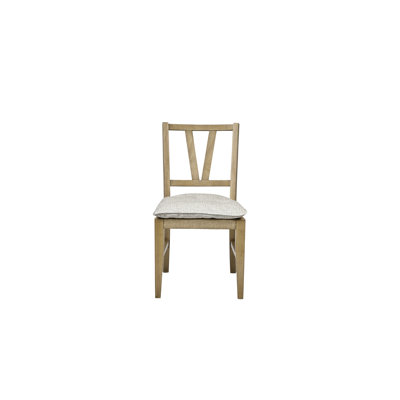 Chaise à dossier en lattes de cajou de 2 pièces, avec placages, dossier classique, assise naturelle, coussin amovible, bois massif brun clair, hauteur de produit de 36,46 po, poids de l'ensemble de 44,25 lb et profondeur de 39,75 po