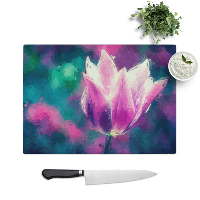 Tempered Glass Tulip Flower Chopping Board
