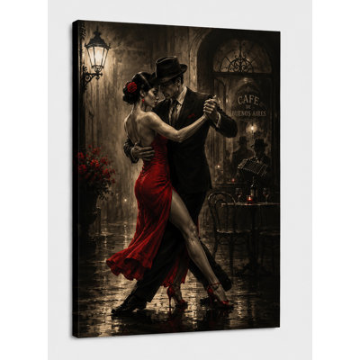 Large Passionate Tango Couple Wall Art Canvas Print 24x36 Inch Buenos Aires Night Decor Romantic Dance Living Room Music Room Home Decor Ready to hang