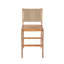 Ensemble de 2 tabourets de bar d'extérieur en bois d'acacia, finition teck avec coussins crème