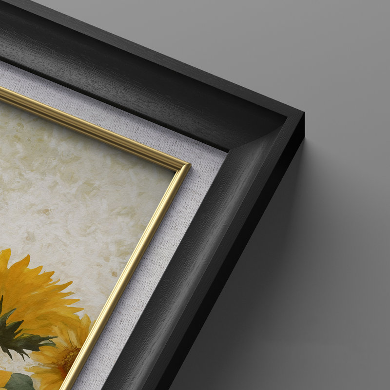 «Bright Sunflower Bouquet» - ensemble de 2 reproductions d'art encadrées de qualité supérieure sur papier 26 po x 36 po