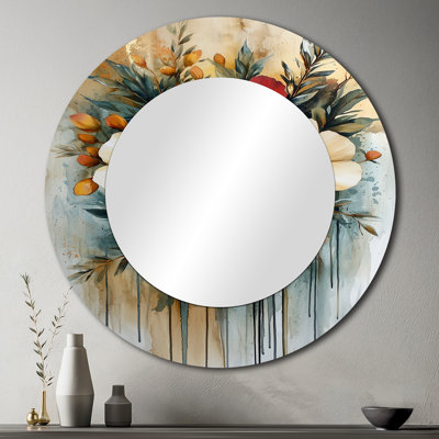 «Vibrant Garden of Farmhouse Flowers» - Art mural miroir moderne - imprimé sur métal