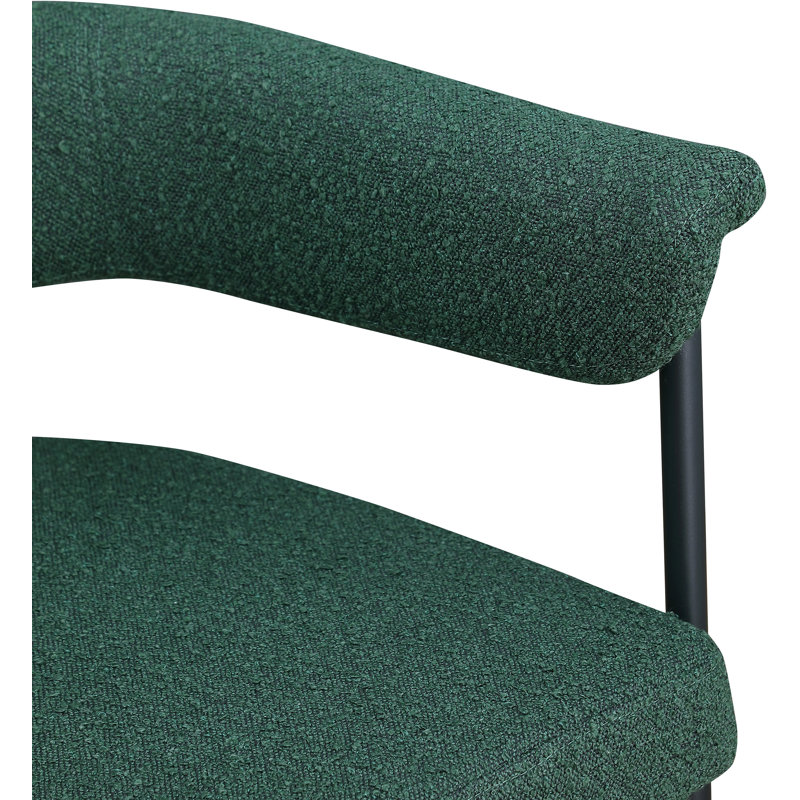 Chaise de salle à manger Malin, Tissu bouclé vert