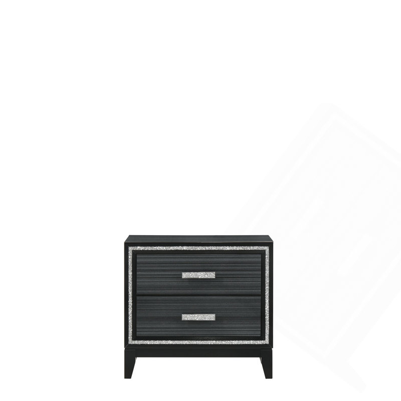 Haiden Weathered Black Finish Nightstand, Black