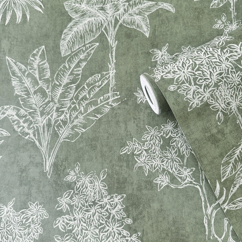 Zen 1000cm x 53cm Wallpaper Roll, Green