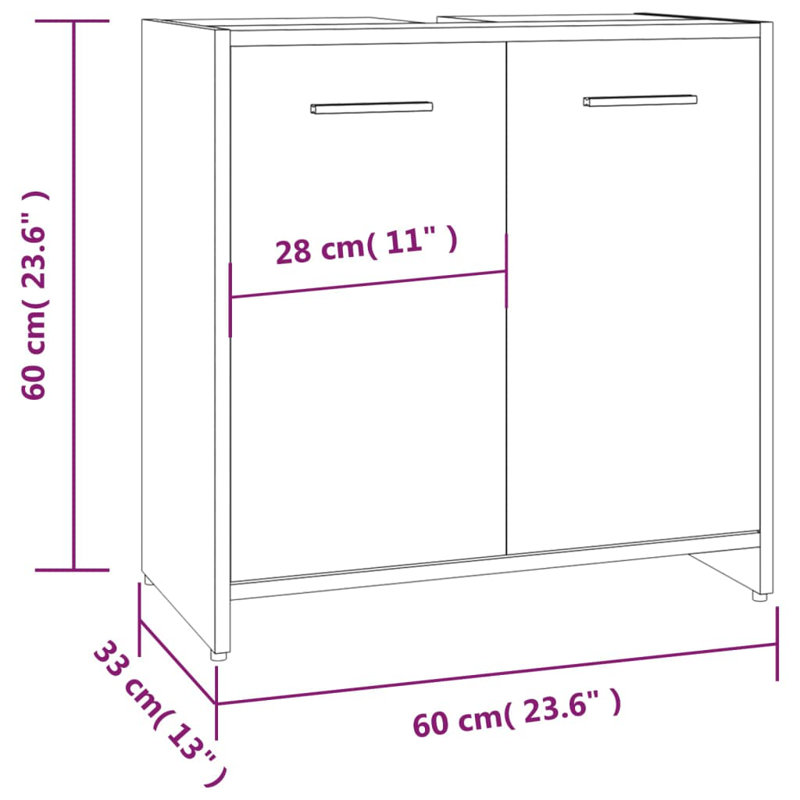 Kardel 60cm Single Bathroom Vanity Base Only, Smoked Oak