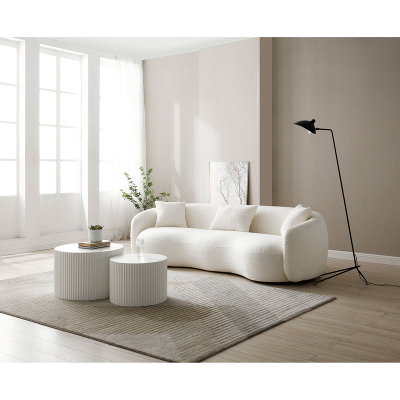 Canapé de salon Mid Century Modern Curved, canapé en tissu 4 places Boucle