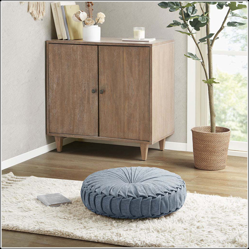 Poly Chenille Round Floor Pillow Cushion, 46 cm H x 30 cm W