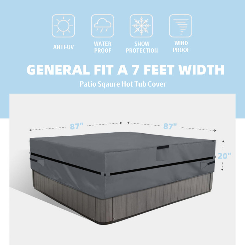 Couvercle de spa pour patio, d'une largeur maximale de 87 po x 87 po, housse de patio super coupe-vent