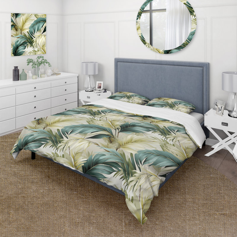 Ensemble de housse de couette Neutral Tropics, Housse de couette pour grand lit et 2 taies décor