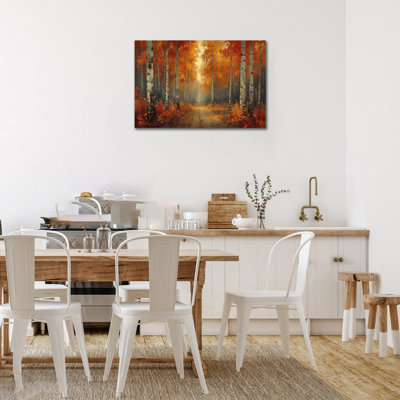 Grand Abisali scène d'hiver nature décoration murale automne forêt d'automne, impressions sur toile, affiche d'art graphique pour salon, bureau à domicile, prêt à être suspendu, 32 po x 48 po