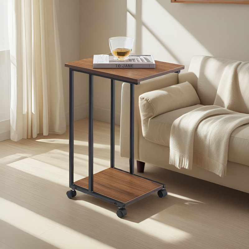 Edgecliff C-Shaped Tray Table – Sturdy Couch Desk for Laptop, Food & Reading, Walnut/Black