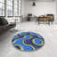 Tapis bleu tissé à la machine-655303316