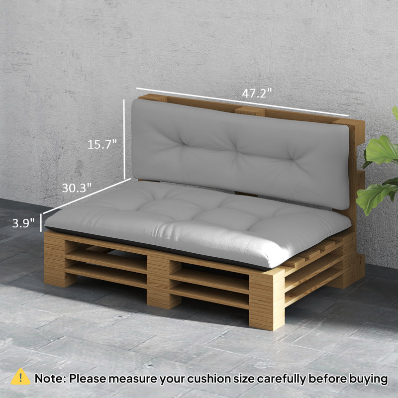 2 Seater Pallet Cushions Outdoor 3.9 in. Thick Replacement Pallet Sofa Cushions, Tufted Replacement Pads for Garden, Patio,wood