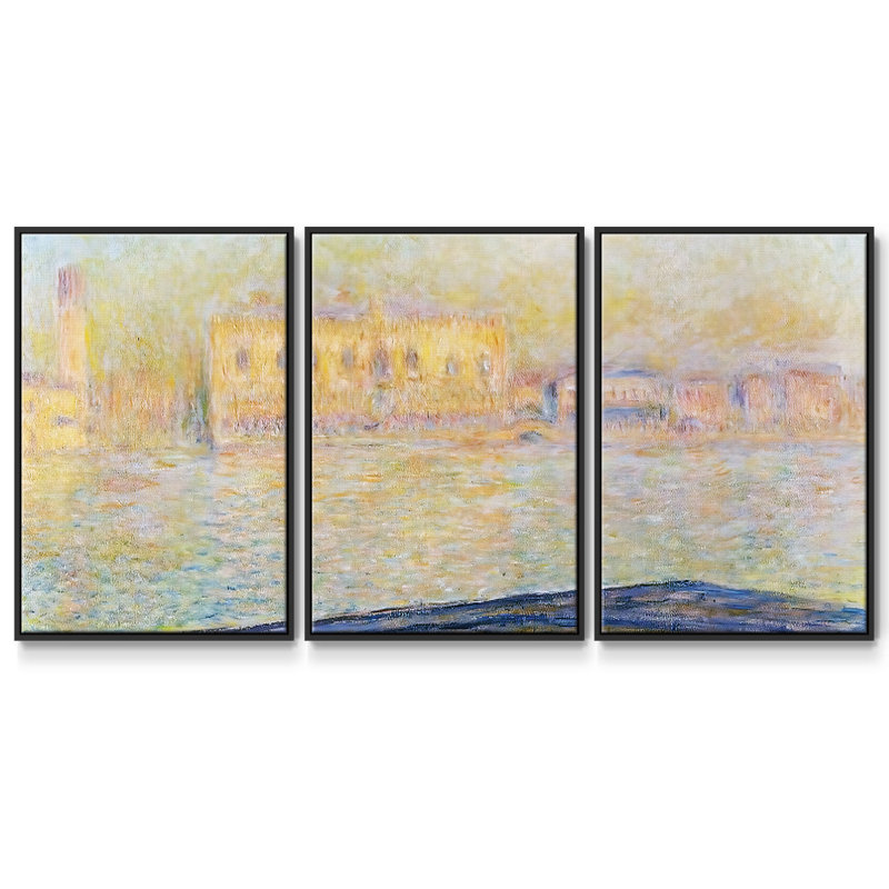 Le palais des Doges vu de San Giorgio Majeur, 1908 02 - Toile encadrée multi-pièces, H 24 po x l 48 po x P 2 po, Noir