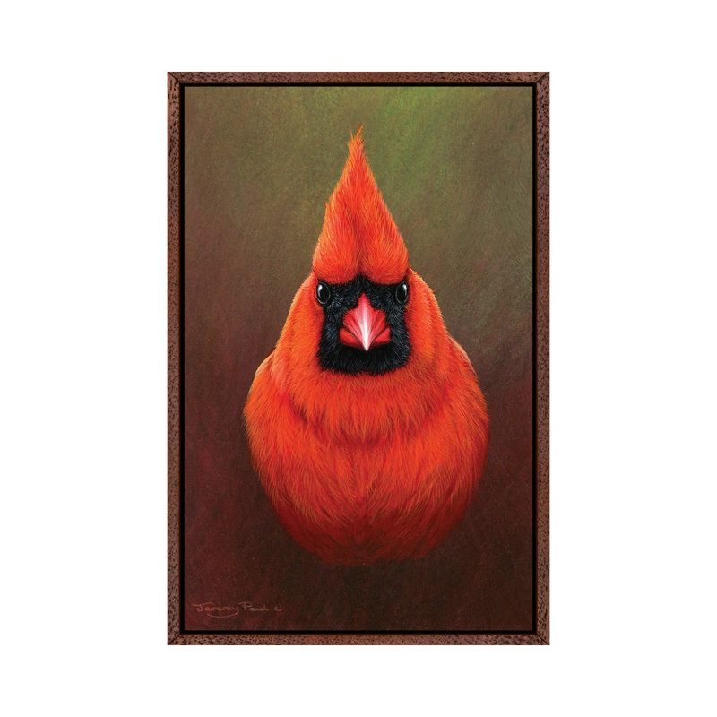 Cardinal 1 Piece Painting on Canvas, 101.6 cm H x 66.04 cm W, Classic Brown Wood Framed