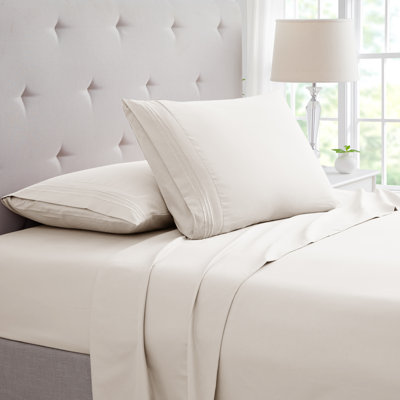 Rayon From Bamboo 1800 Thread Count 3 Line Embroidered Deep Pocket Sheet Set (4pc)