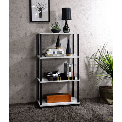Bibliothèque à 4 niveaux de style industriel: structure KD, compartiments ouverts pour les collections et le rangement