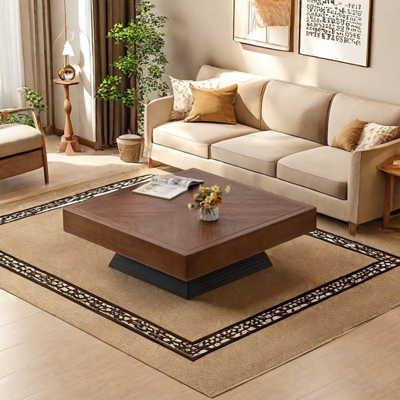 Design sense simple solid wood coffee table, 13.77" H x 23.62" L x 23.62" W