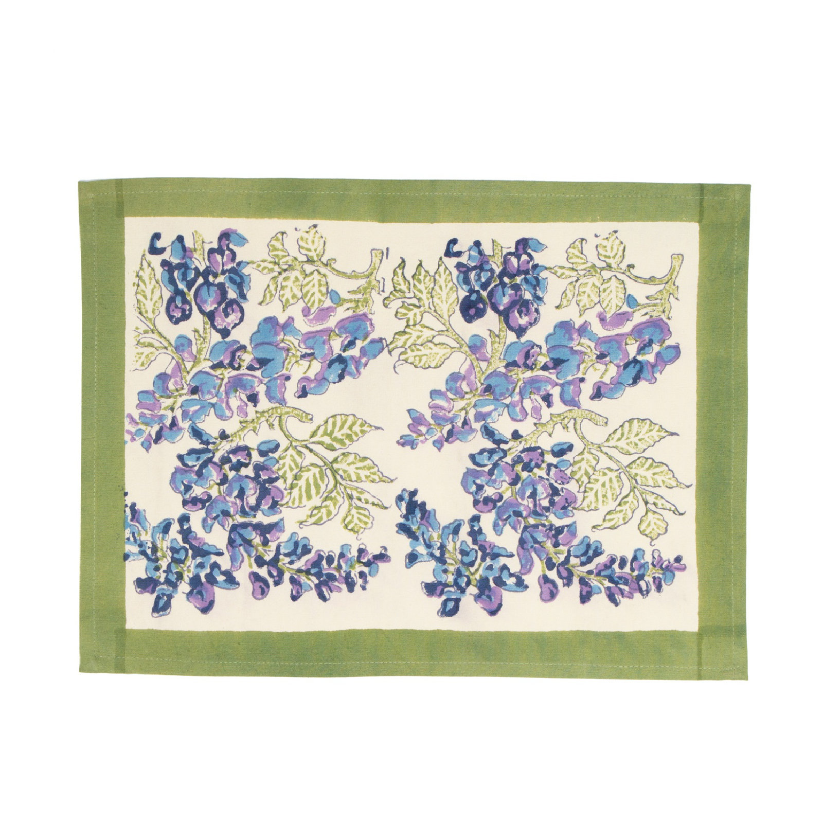Kappa 100% Cotton Floral Rectangle Placemat, Blue/Green
