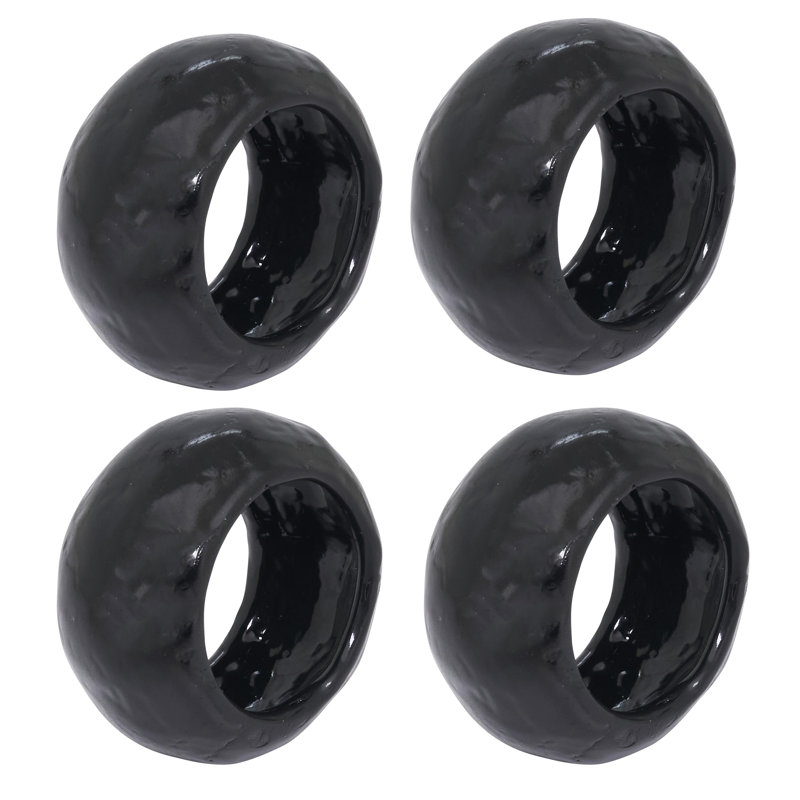 Textured Capiz Napkin Ring (Set of 4), Black