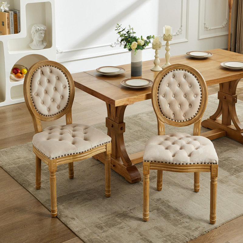 Chaise de salle à manger en velours, Beige