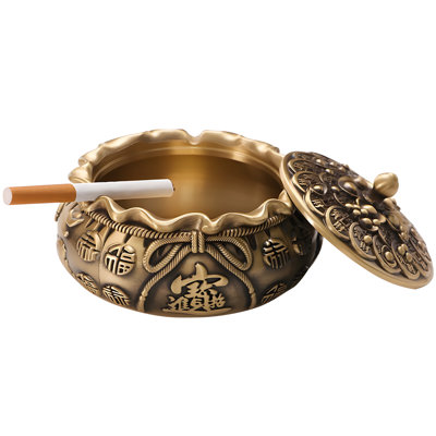 Cendrier en laiton pour usage domestique - plateau à cigares robuste de qualité supérieure avec base antidérapante et conception anti-cendres volantes - cadeau de décoration de bureau élégant