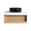 Meuble-lavabo flottant avec lavabo vasque en marbre noir, tablette ouverte, conception moderne peu encombrante-780405210-780405209