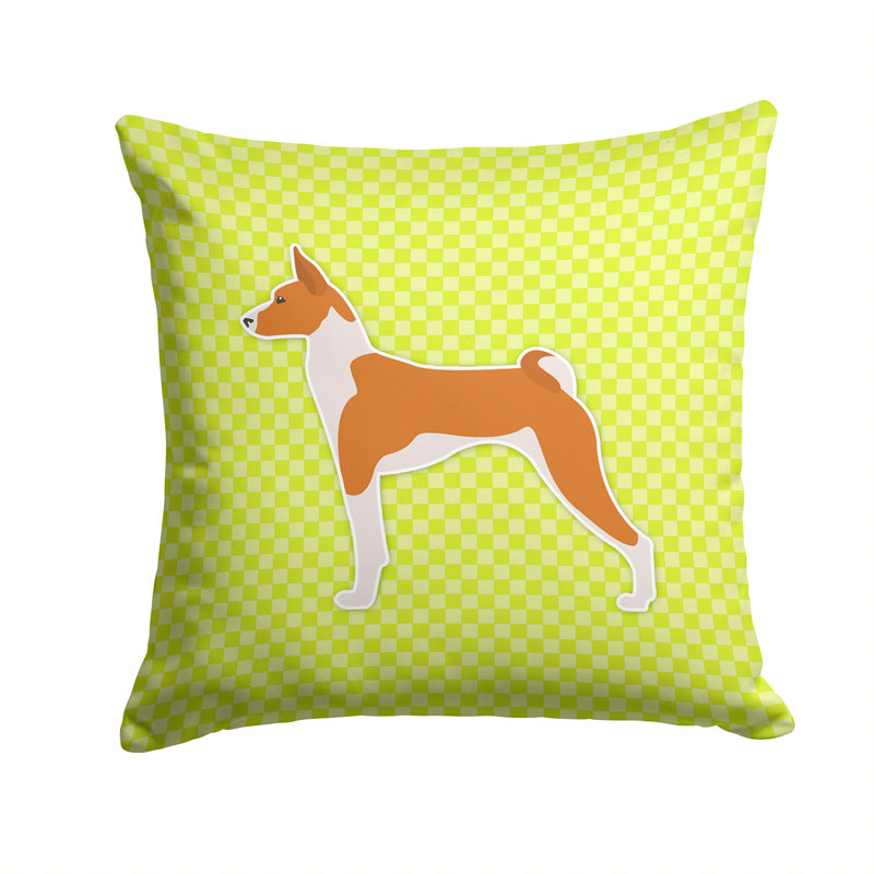 Coussin intérieur / extérieur Basenji Basenji, H 14 po x l 14 po x P 3 po, Vert