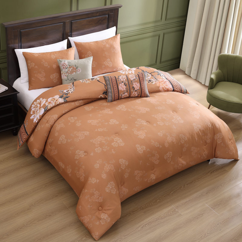 Ensemble d'édredon réversible 100% satin de coton 5 pièces Bebejan Rossana, Édredon de très grand lit + 4 pièces additionne