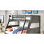 Lit simple superposé au-dessus d'un lit superposé transitionnel, planche et tête de lit, lit gigogne inclus-672066622