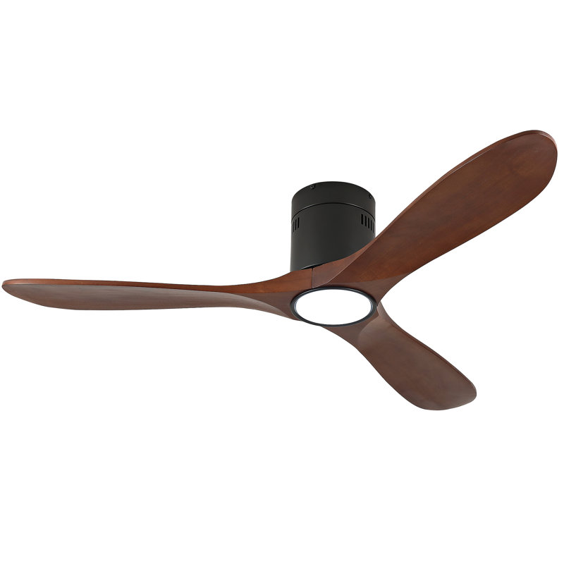 Recessed Ceiling Fan With Light, Remote Control, Solid Wood Blades, Dimmable, Reversible, Quiet Operation, Power-Off Memory Function, Low-Profile Design