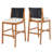 Outdoor Acacia Wood Bar Stools (Set of 2) with Cushion and Wicker Back, Perfect for Patio and Kitchen Island-129006300
