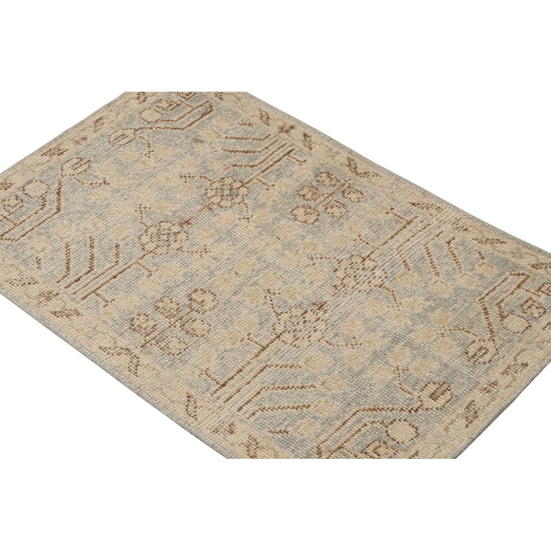 Rug & Kilim’S Khotan Samarkand Style Scatter Rug With Geometric Patterns, Rectangle 10' x 14'
