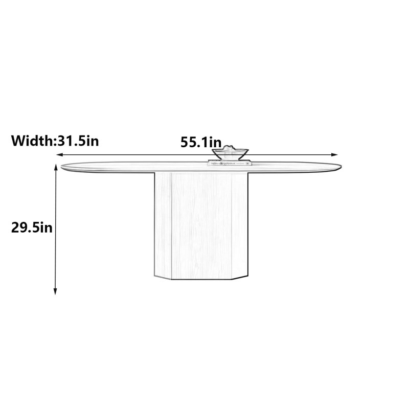 Table de salle à manger en marbre de style français rétro, H 29,5 po x L 55,1 po x l 31,5 po