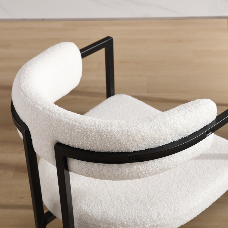 Chaise avec accoudoirs à dossier bas Jesean, Blanc, Noir, noir, noir, noir