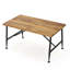 Table basse d'extérieur rectangulaire avec pieds tubulaires en angle et plateau en bois