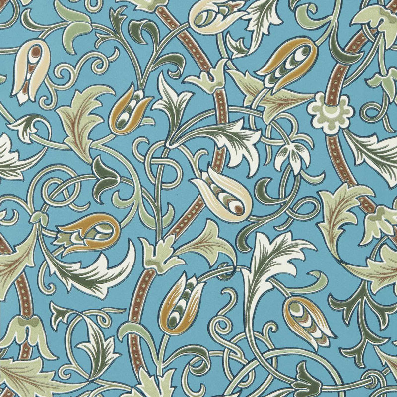 Scrolling Tulip, Woad/Thyme