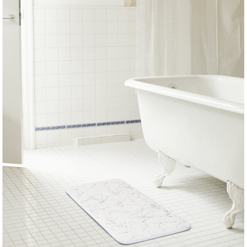 Tapis pour salle de bain Latéralica, Blanc / argent