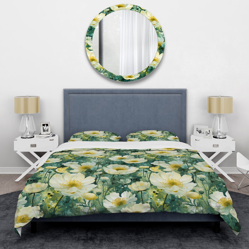 Motif botanique I impressionniste - ensemble de housse de couette à motif floral - microfibre de polyester