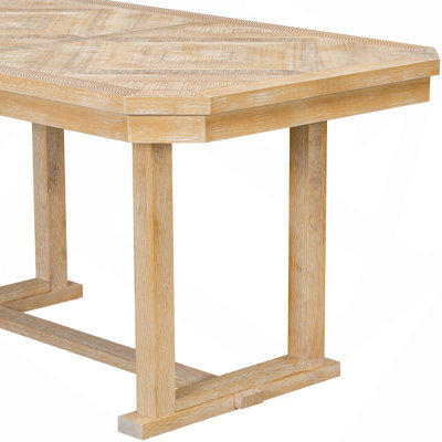 Ensemble de table de salle à manger 6 pièces en bois d'hévéa avec magnifique placage en bois massif à motif de grain de bois et coussin doux (brosse métallique naturelle)