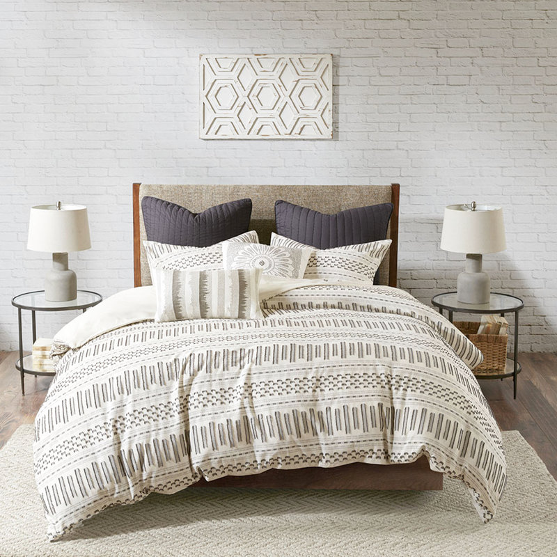 Housse de couette en coton avec détails gris anthracite