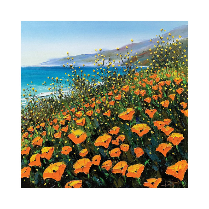 Poppies In The Springtime II by Lisa Elley - Wrapped Canvas Painting, 30.48 cm H x 30.48 cm W