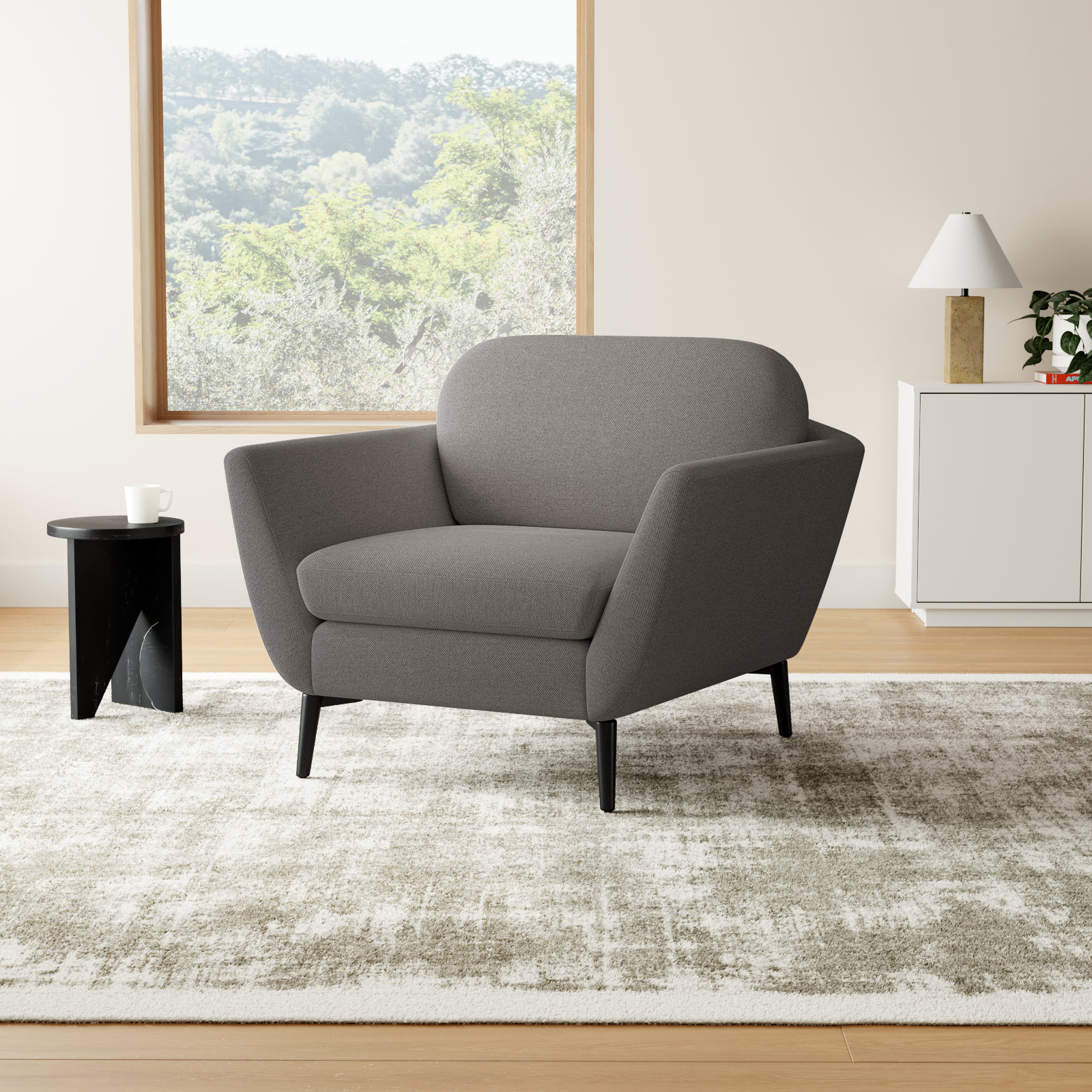 Tyndall Upholstered Armchair, Mushroom Performance Basketweave