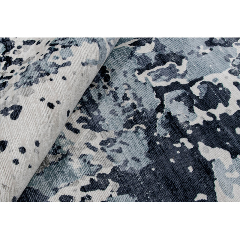 Abstract Area Rug in Blue, Rectangle 10' x 14'