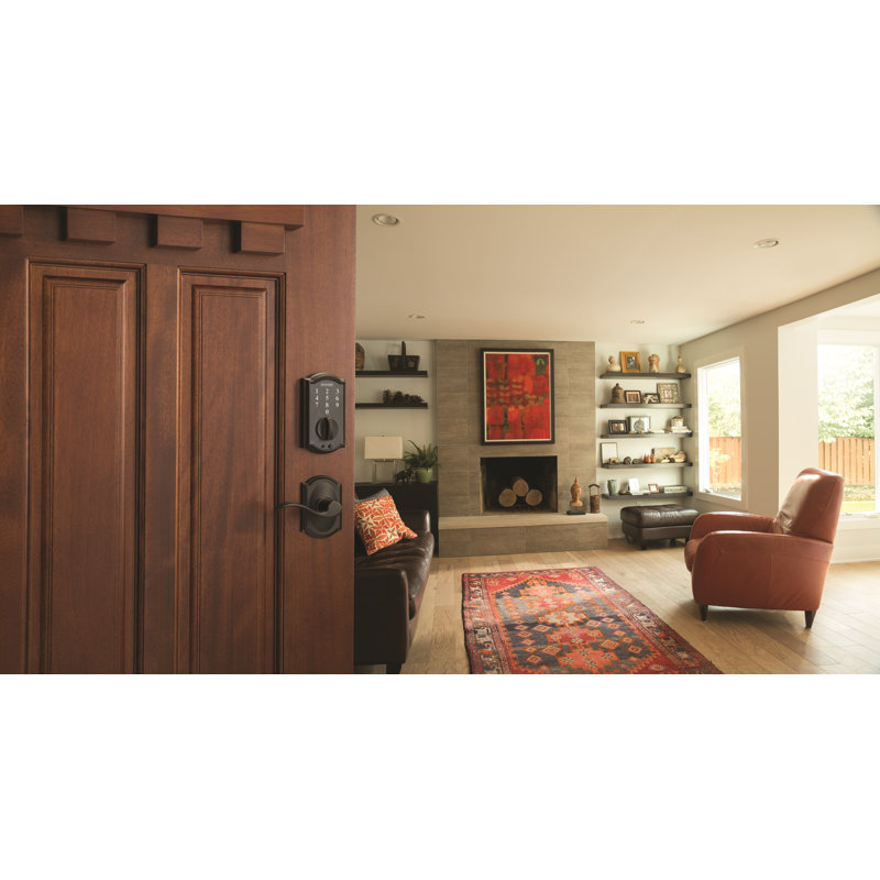 Schlage Touch Keyless Touchscreen Deadbolt with Camelot Trim, Aged Bronze