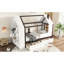Lit simple en bois massif avec tiroirs et tablettes de rangement, blanc et ludique, fonctionnel et attrayant
