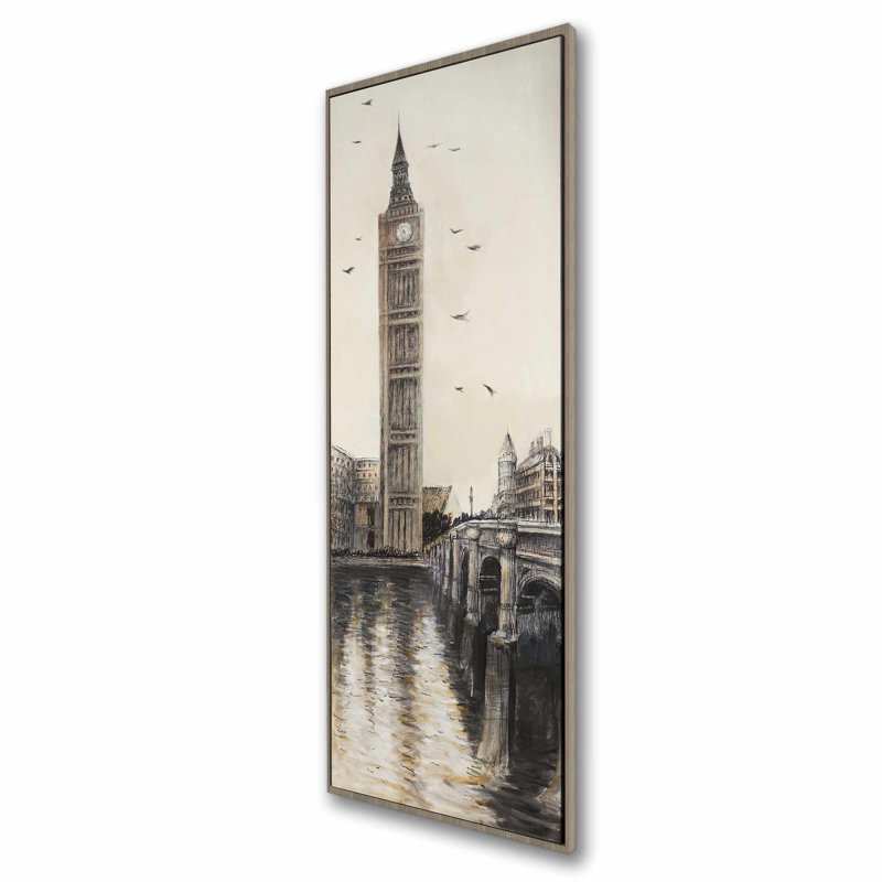 Big Ben dans une scène de rue à Londres | Toile brune encadrée